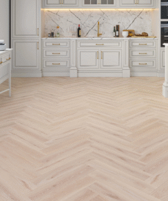 Whitewashed Light Brown Oak 8mm Herringbone LVT SPC Floor | 1.45 Sq. M Pack Coverage