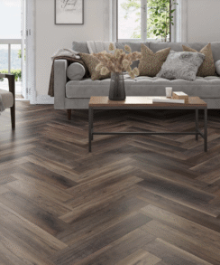 Brown Black Oak 6.5mm Herringbone LVT SPC Floor | 2.05 Sq. M Pack Coverage