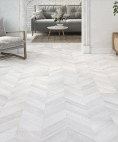 White Grey Oak 8mm Chevron Laminate Floor | 1.8m² Pack Coverage