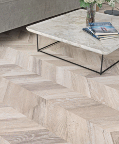 Beige & Brown Oak 8mm Chevron Laminate Floor | 1.8m² Pack Coverage