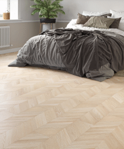 Light Brown Oak 8mm Chevron Laminate Floor | 1.8m² Pack Coverage