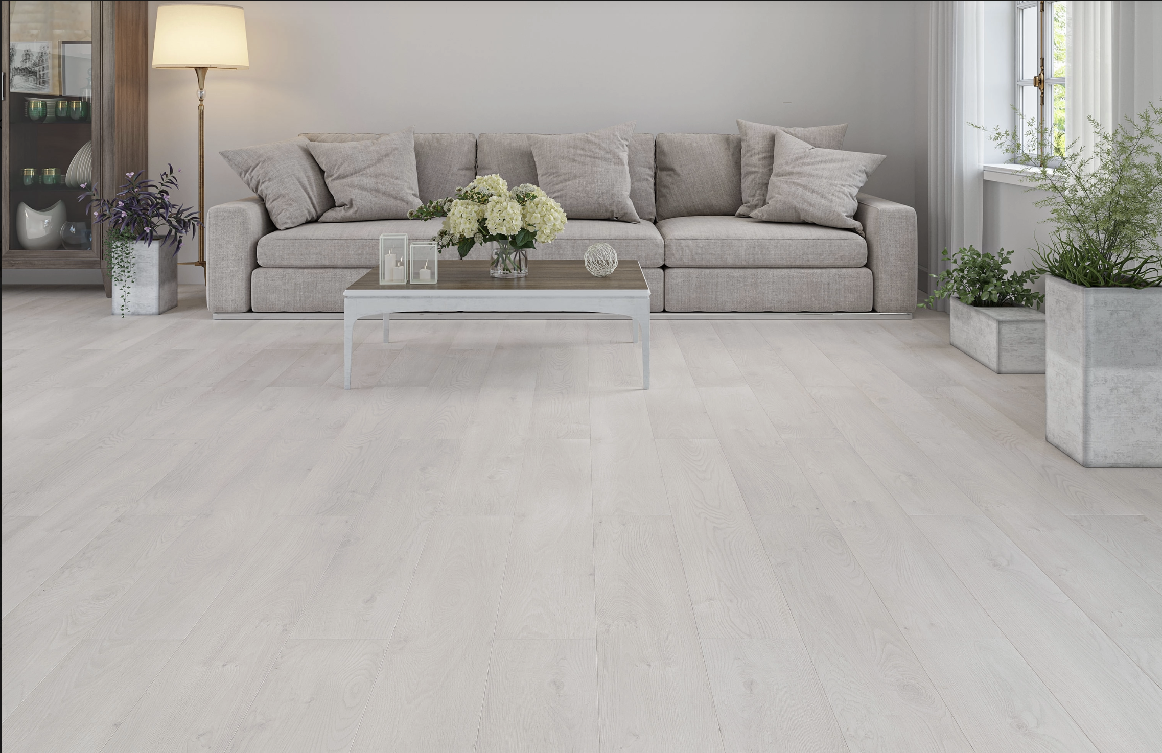White Grey Oak 12mm  Laminate Floor | 1.35m² Pack Coverage