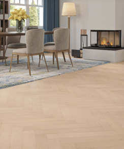 Natural Honey Brown 8mm Herringbone Laminate Floor | 1.8m² Pack Coverage