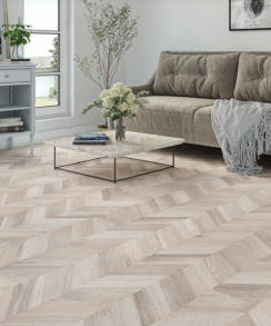 Beige & Brown Oak 8mm Chevron Laminate Floor | 1.8m² Pack Coverage