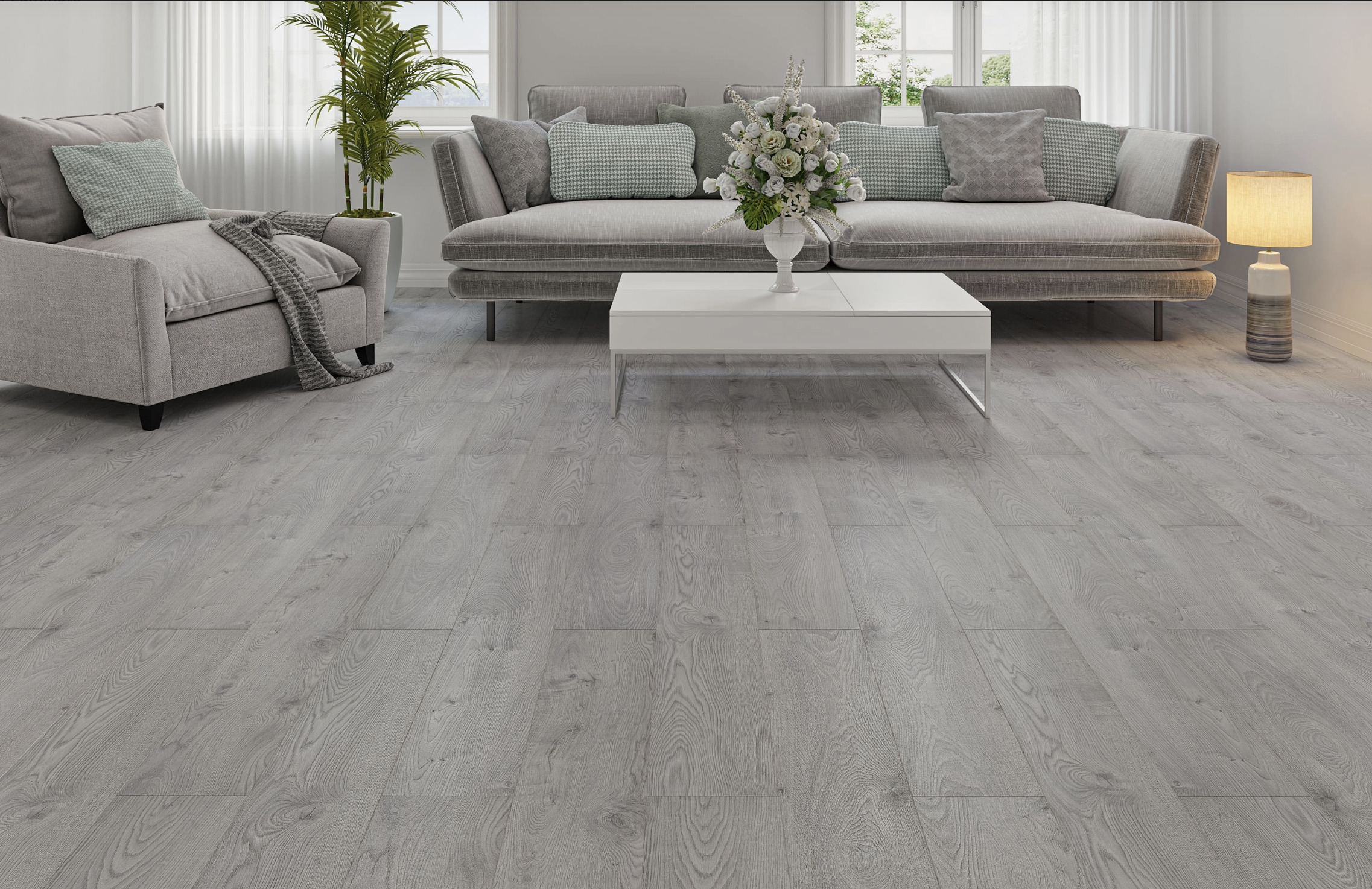 Cool Grey Oak 12mm  Laminate Floor | 1.35m² Pack Coverage