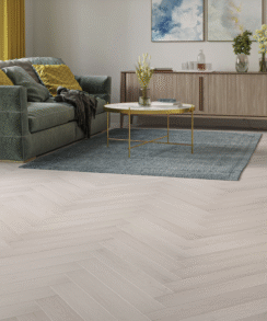 Light Grey 8mm Herringbone Laminate Floor | 1.8m² Pack Coverage