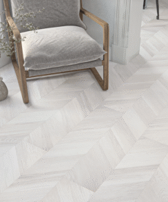 White Grey Oak 8mm Chevron Laminate Floor | 1.8m² Pack Coverage