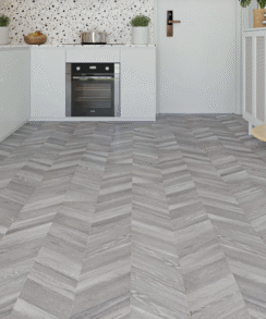 Grey Oak 8mm Chevron Laminate Floor | 1.8m² Pack Coverage