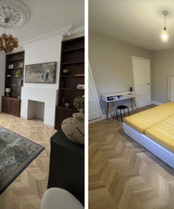 Light Brown Oak 8mm Chevron Laminate Floor | 1.8m² Pack Coverage